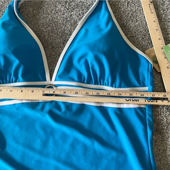 Anne cole swim suit womens 18 blue white one piece plus size summer beach swim - Picture 10 of 12